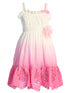 Kids Dream Big Girls Pink Ombre Ruffle Plus Size Cotton Dress 14.5-20.5 - SophiasStyle.com